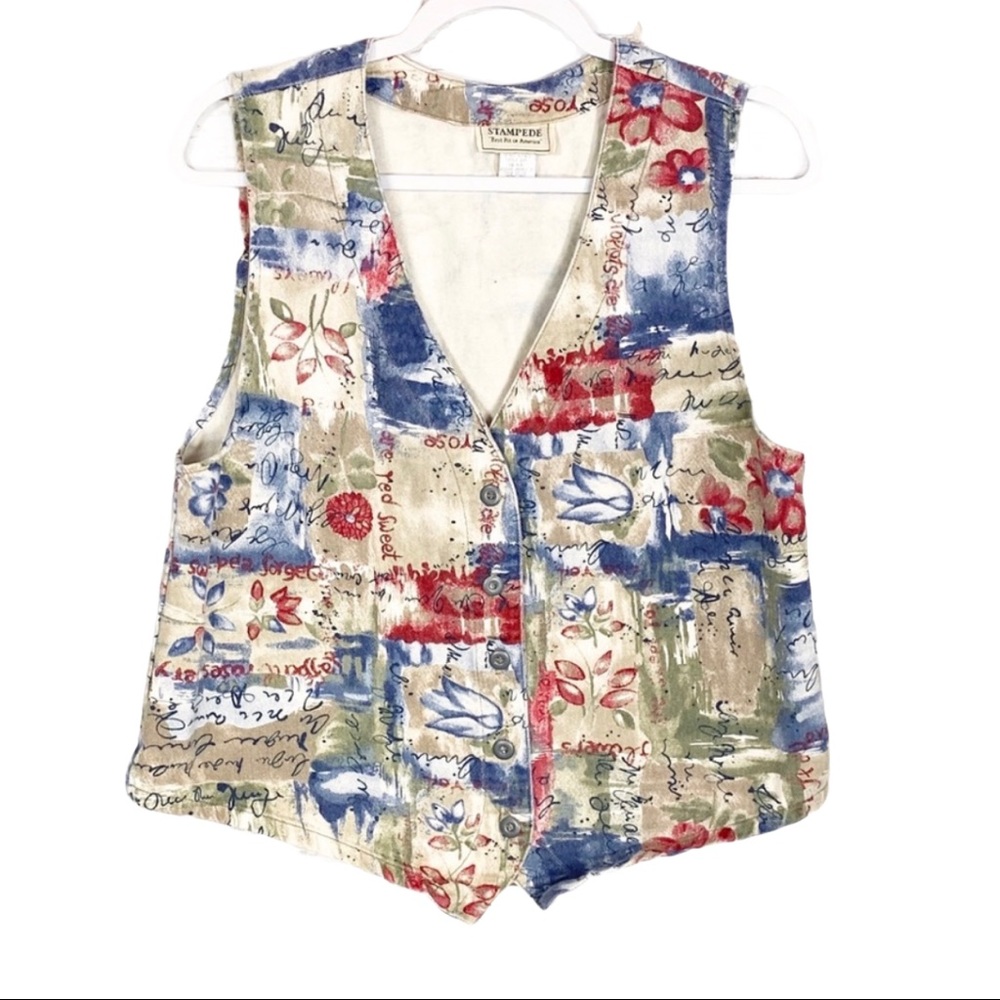 Vintage Stampede Country Jean Floral Vest Small